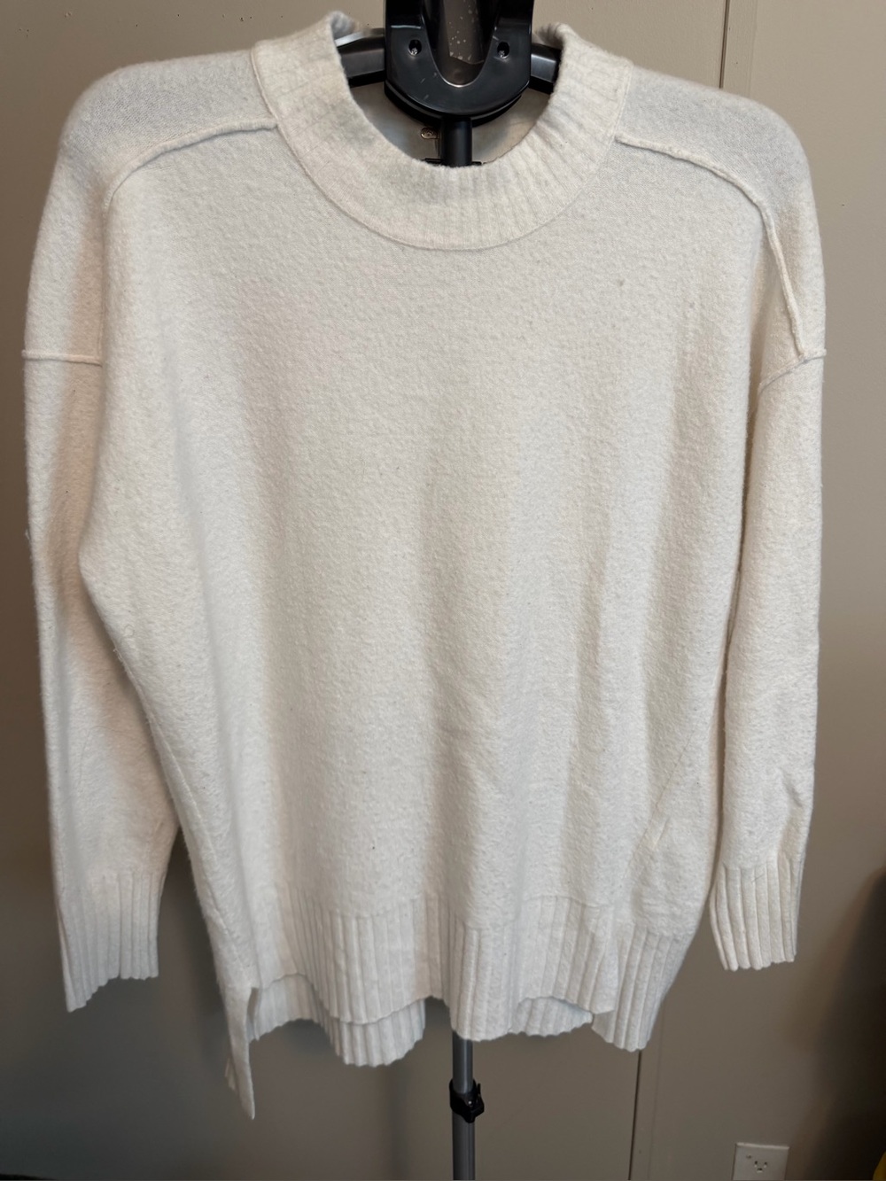 Free People Ivory Fuzzy Mock Neck High Low Sweater Small